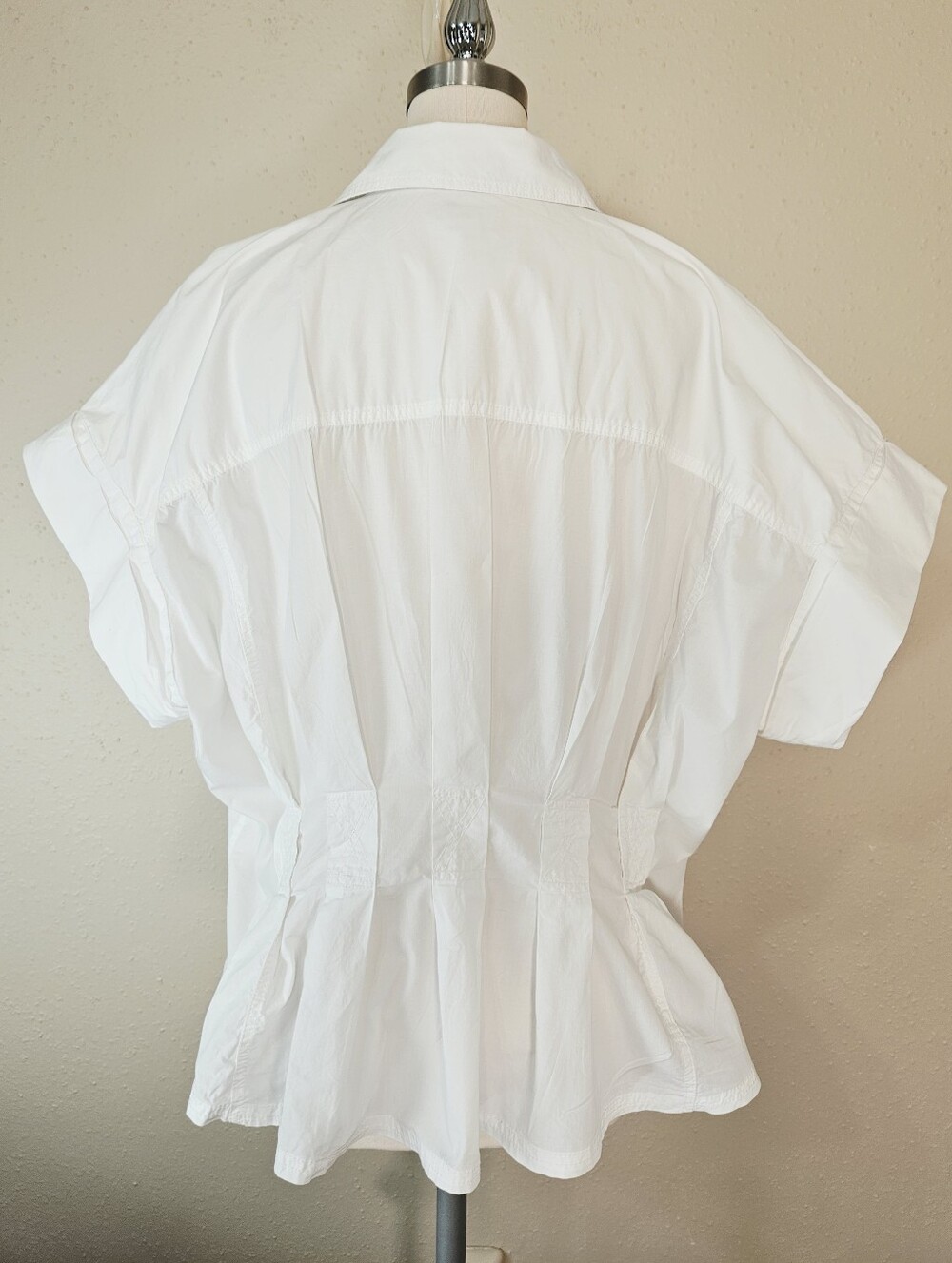 Pilcro Anthropologie Bobbie White Cotton Peplum Button Front Blouse XL - Picture 5 of 11